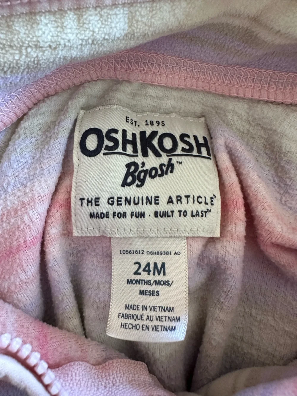 Osh Kosh Pastel Striped Quarter-Zip Fleece Top